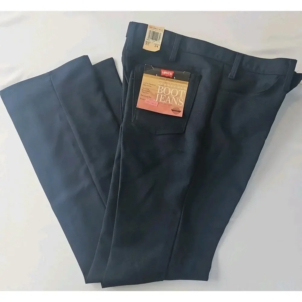 Vintage NOS 80’s Levi's 517 Saddleman Boot Cut Sta Prest Jeans Blue‎ 36x34 NEW